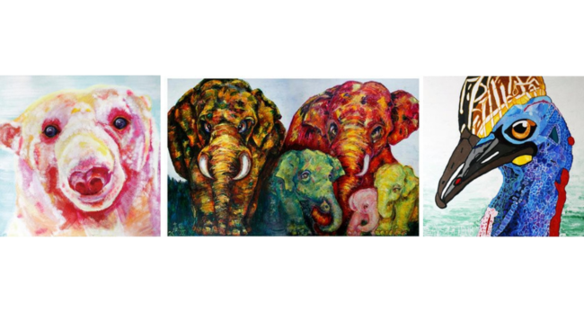 石村嘉成 動物イラスト 横長 動物の命を大切に」 絵に願い込め、自